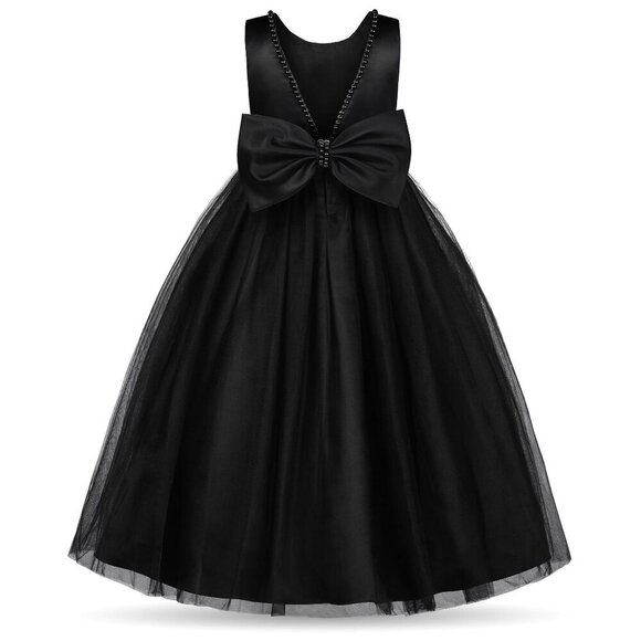 Uhnice Flower Pearls Dress V-Back Tulle Ball Gown Satin Bow-Knot Pageant 9/10 - Picture 1 of 5